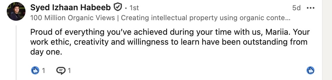 LinkedIn feedback from manager